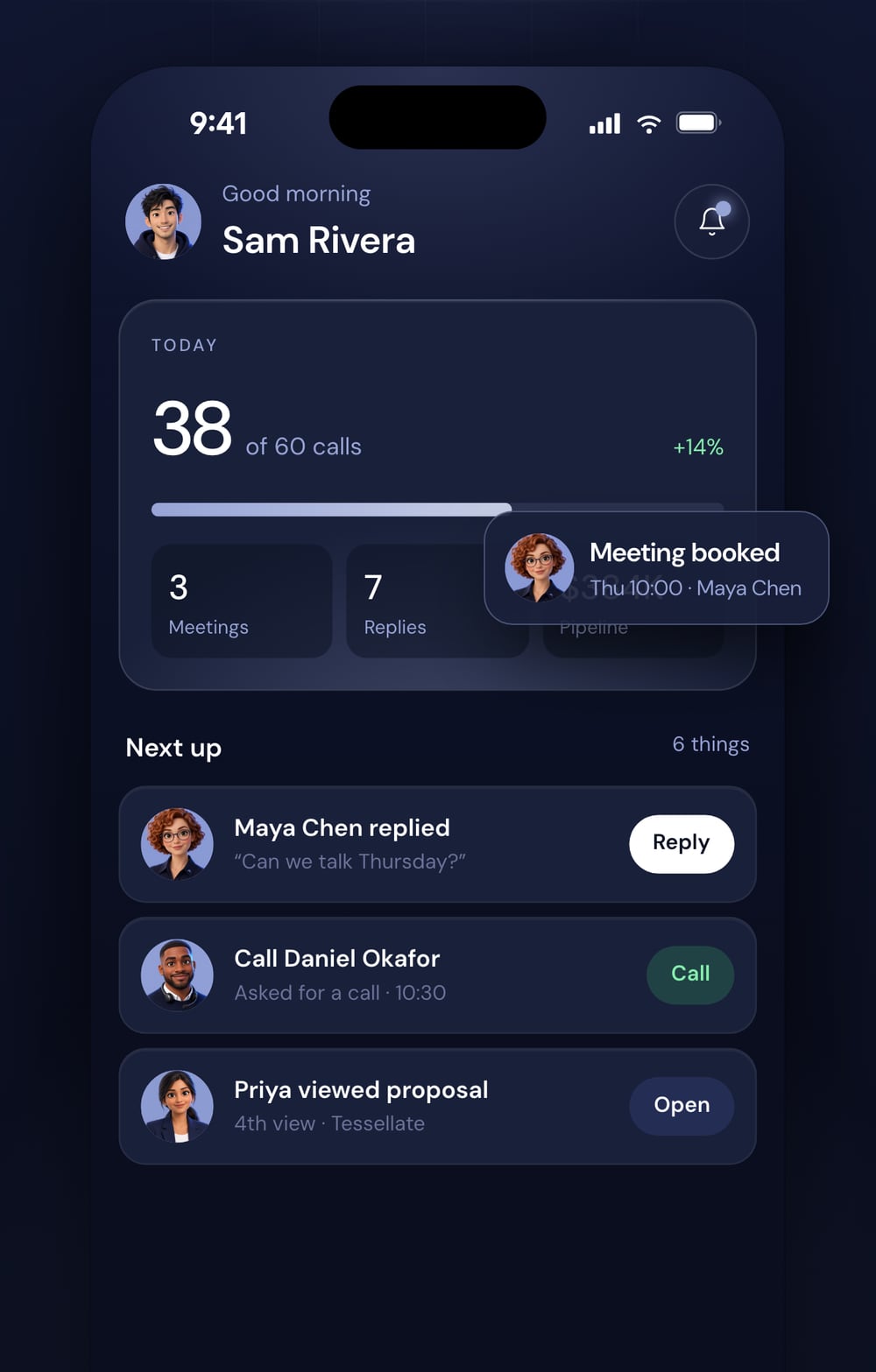Cockpit in the Leadey app