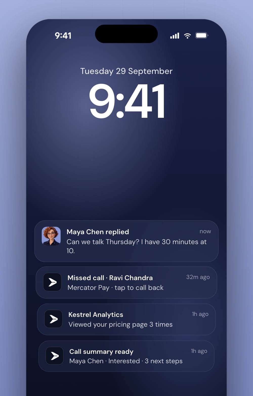 Notifications in the Leadey app