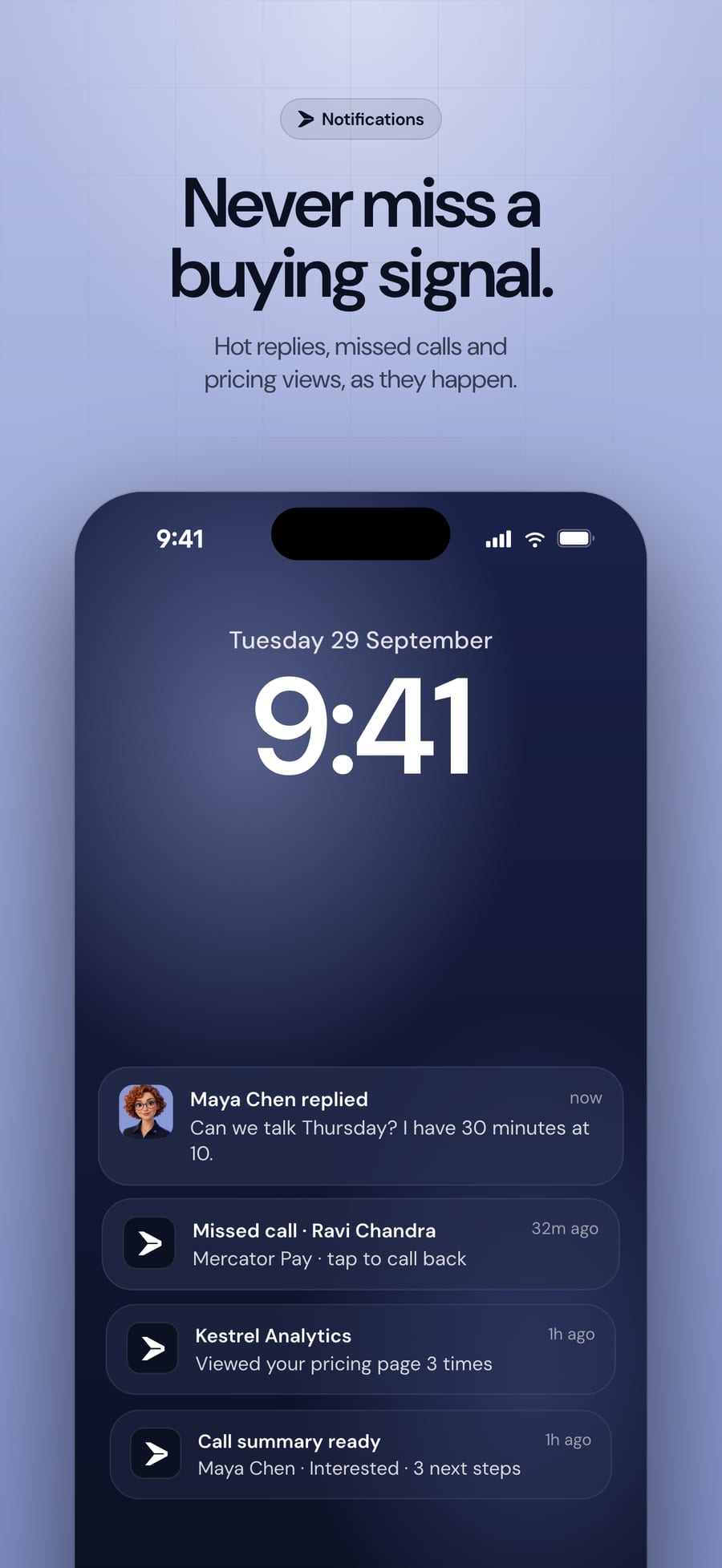 Notifications screen
